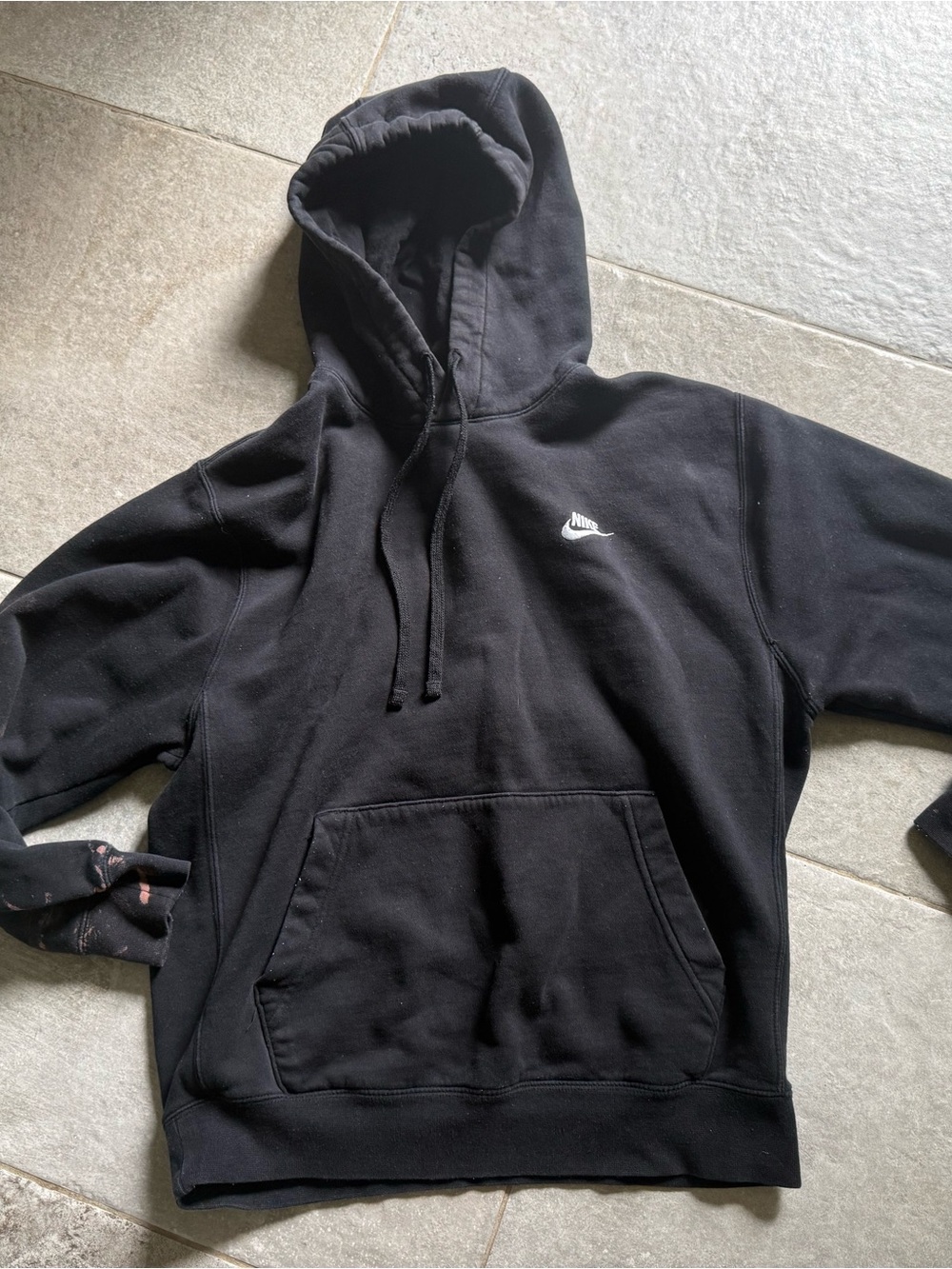 Nike Black Hoodie with White Swoosh - Men's Pullover Sweatshirt